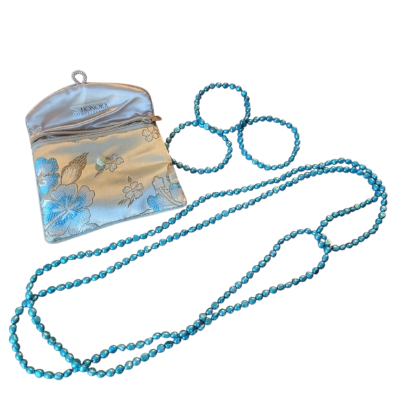 Women's Floral Blue and Cream Bag - Picture 1 of 4